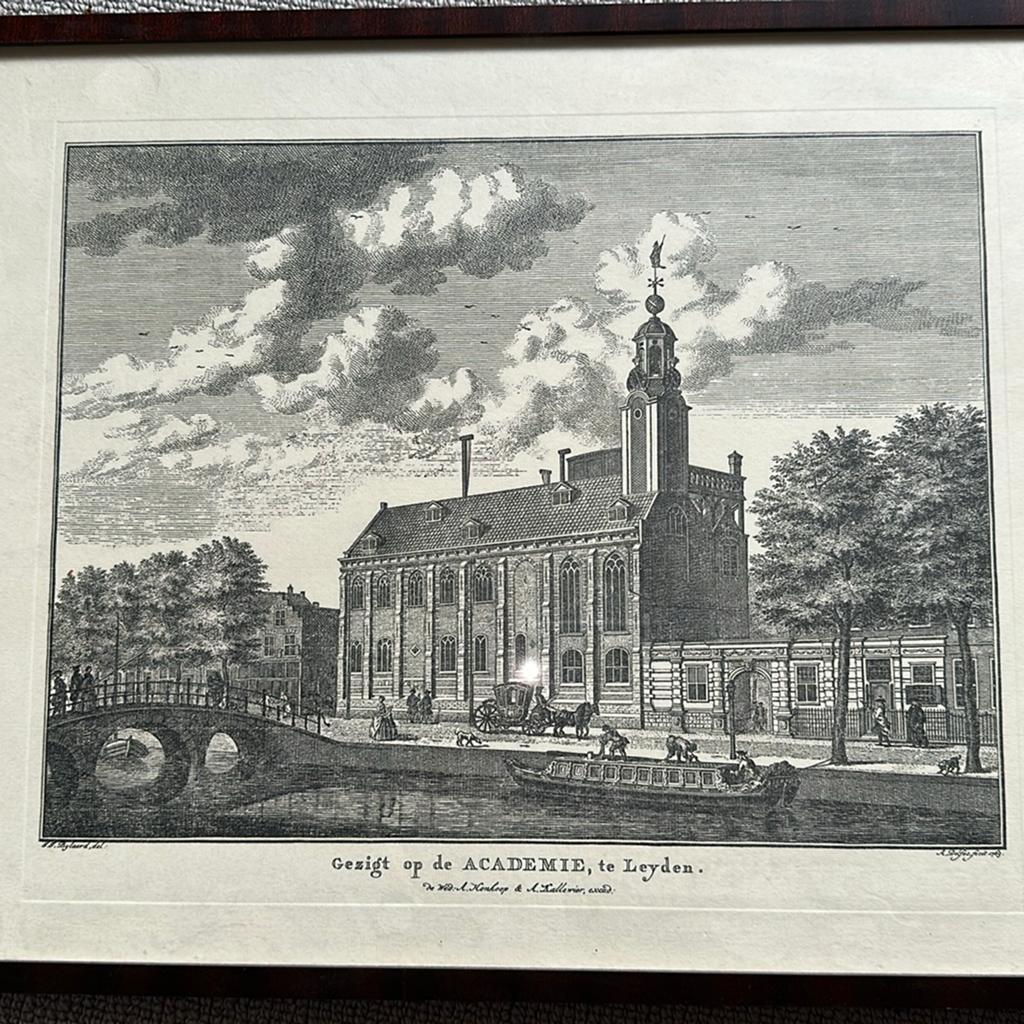 ets academie gebouw Leiden, Antiek en Kunst, Kunst | Etsen en Gravures, Ophalen of Verzenden