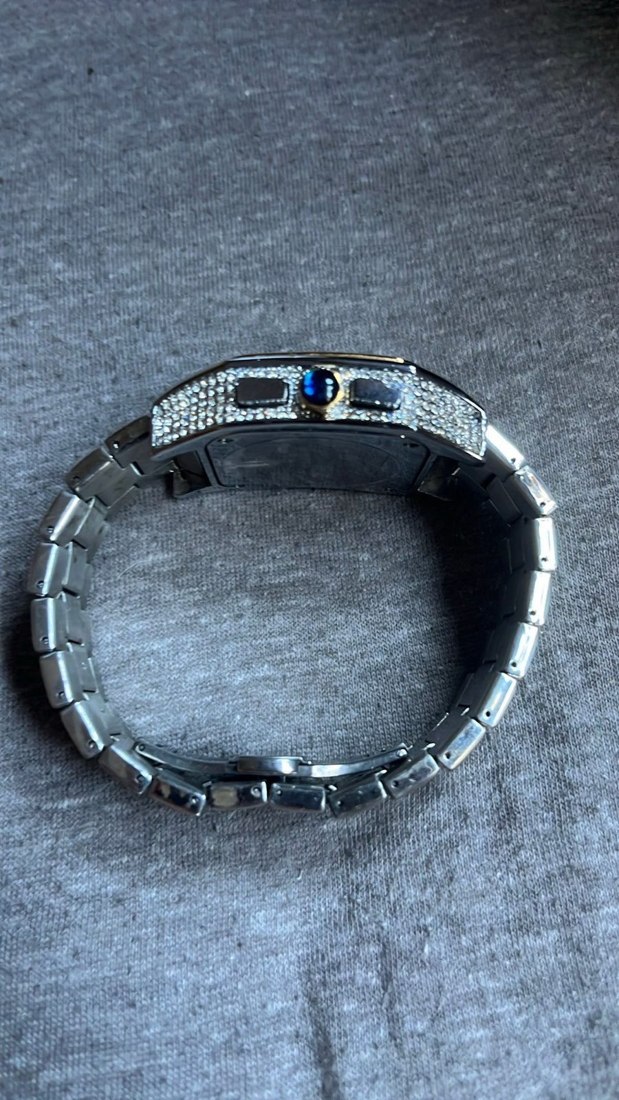 Stijlvol Polshorloge met Strass en Stalen Band, Overige merken, Gebruikt, Staal, Polshorloge