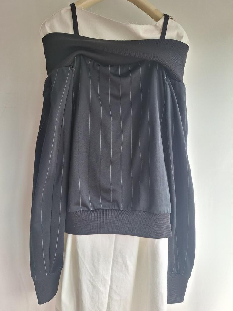 Y3 Yohji YAMAMOTO retro sport poly jasje bomber off shoulder, Ophalen of Verzenden, Zo goed als nieuw, Maat 38/40 (M), Zwart