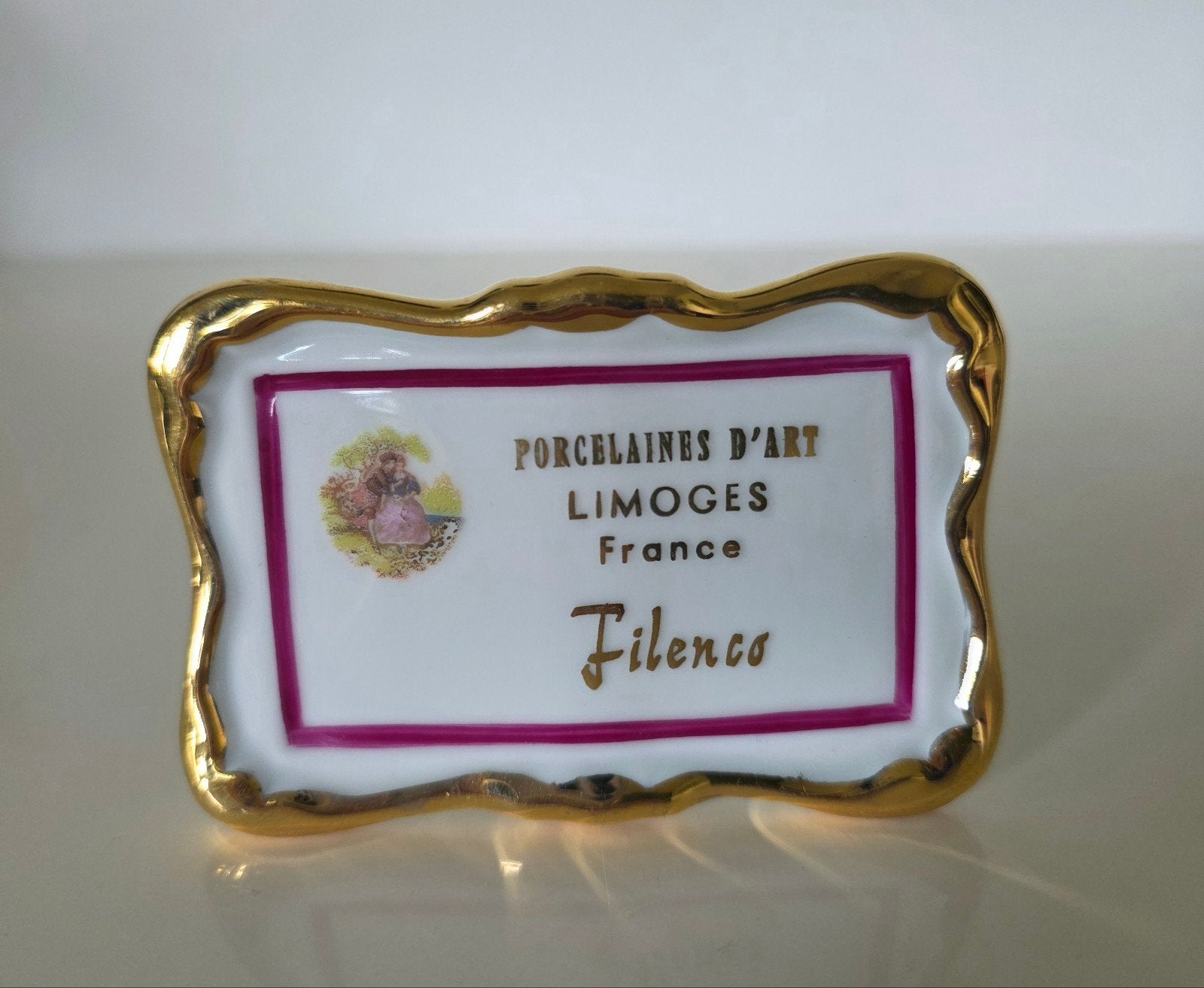 Porseleinen reclameplaatje plaquette Limoges France, Ophalen of Verzenden