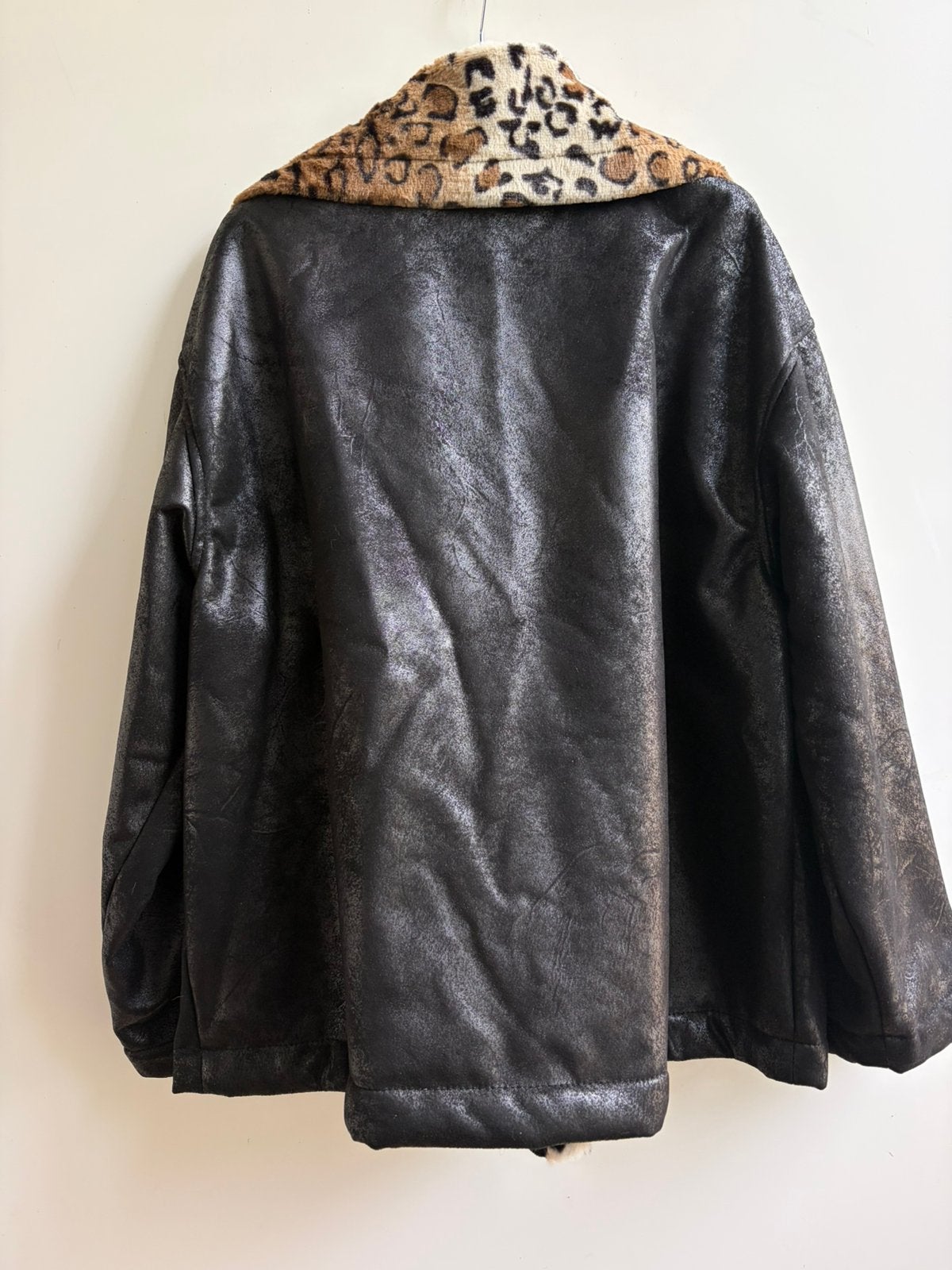 LUMINA vegan leather jas met panterbont gevoerd mt TU, Prato, Italie, -, Verzenden, Zwart