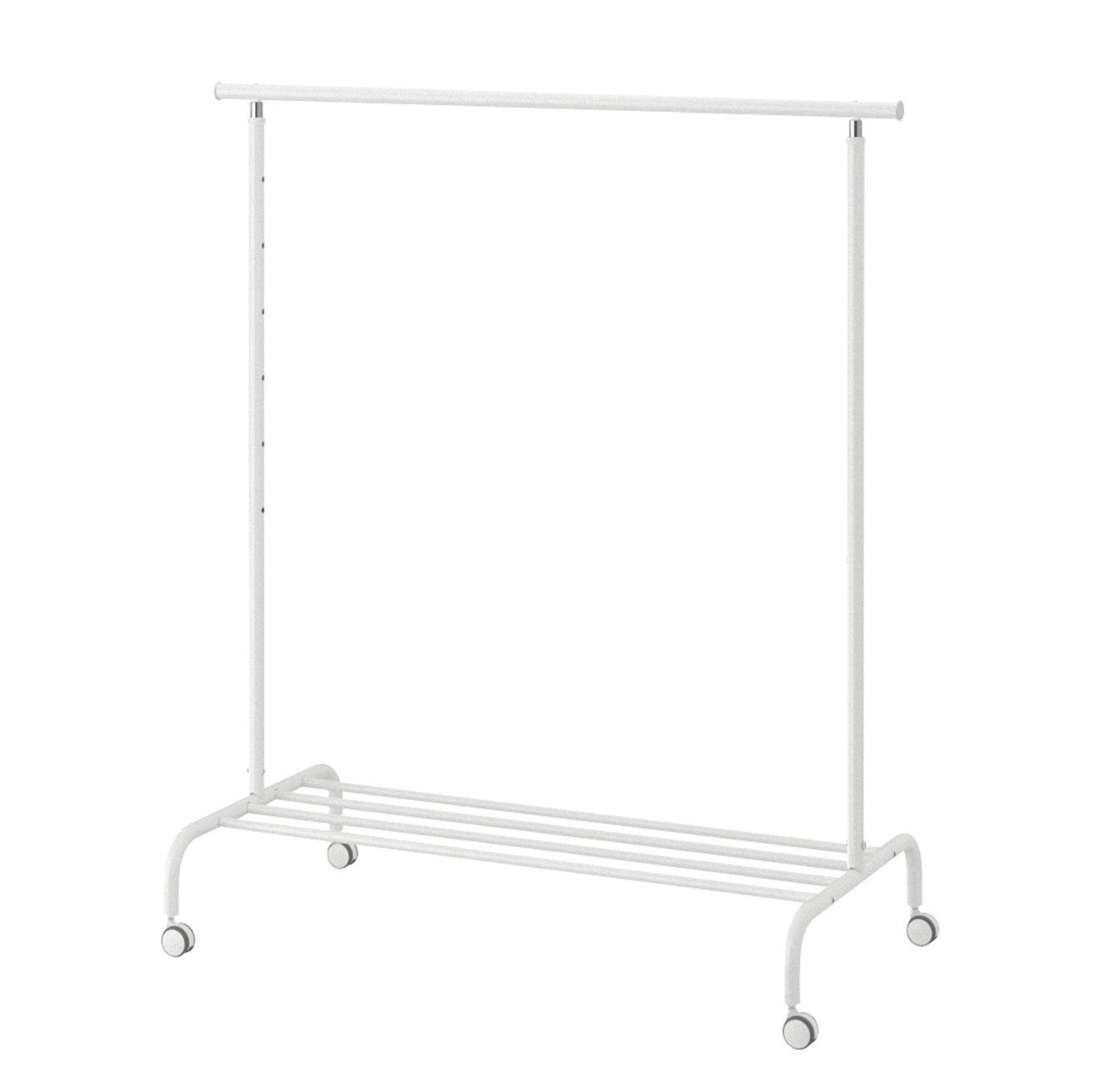 4 IKEA kledingrekken (RIGGA) - nog gemonteerd, Ophalen, Met wielen, Gebruikt
