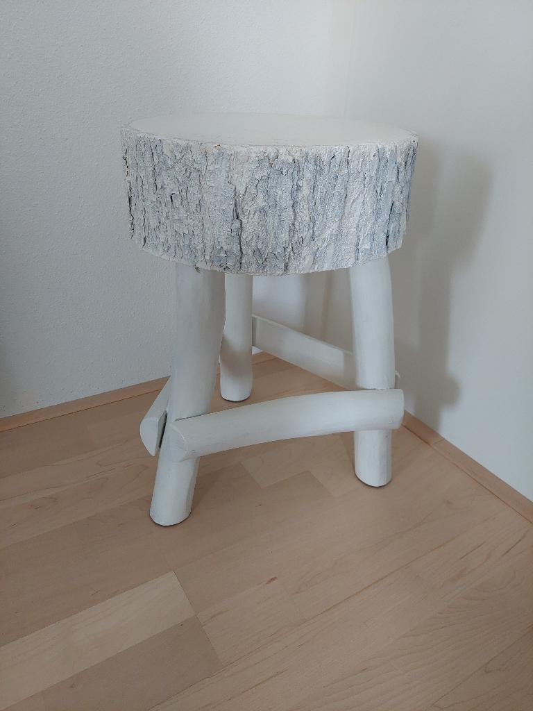 kruk / bijzettafeltje boomstam wit, Huis en Inrichting, Ophalen, Gebruikt, Hout