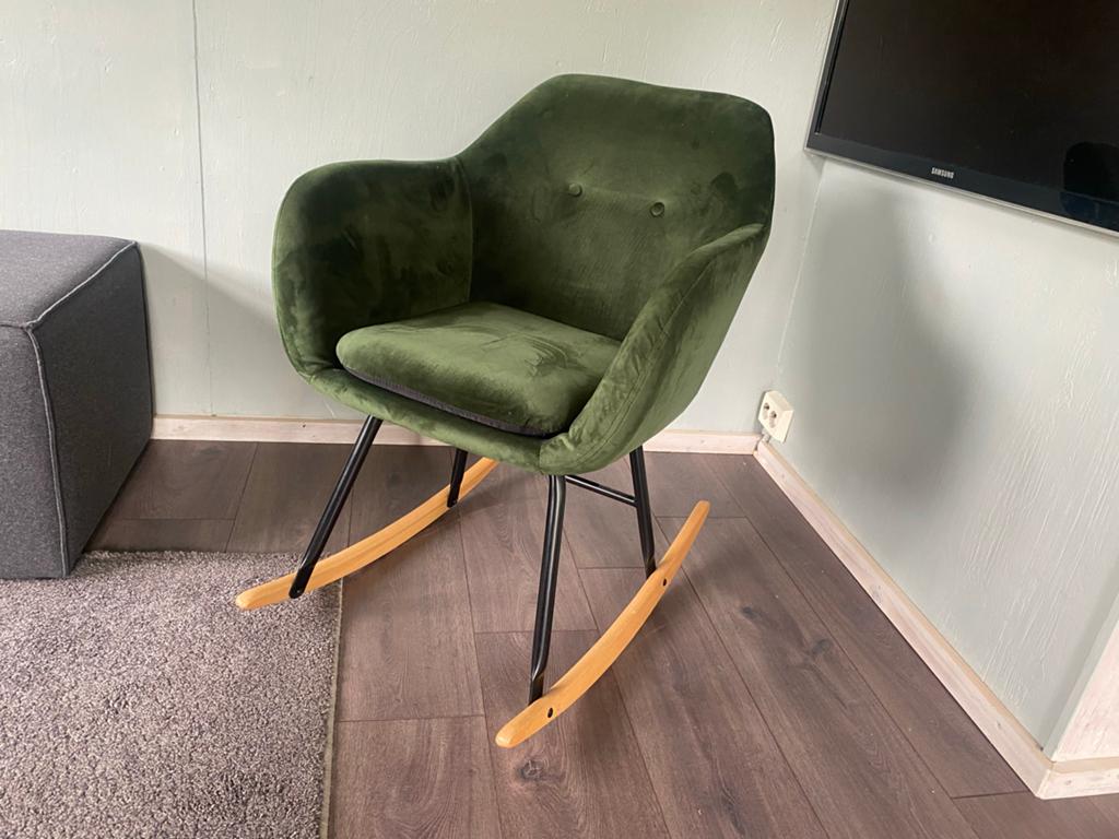 Groene fluwelen schommelstoel, Overige kleuren, Ophalen of Verzenden, Zo goed als nieuw, Eén