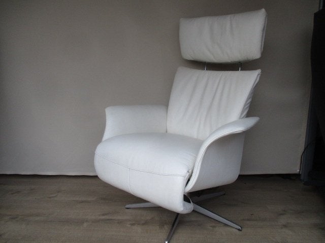 NIEUWSTAAT Hjort Knudsen design relax fauteuil wit leder L, Ophalen of Verzenden, Zo goed als nieuw, Leer, 50 tot 75 cm