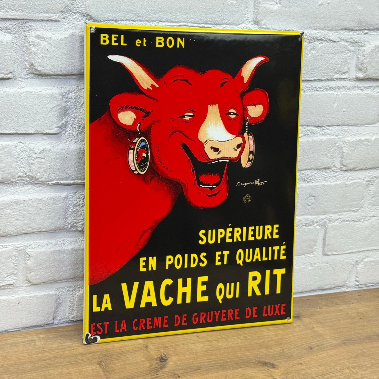 Emaille La Vache qui Rit - Hoogwaardige repro Herkenbare koe, Ophalen of Verzenden