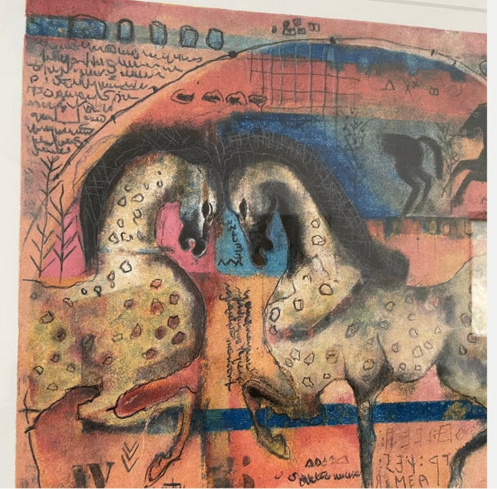 schilderij/ Litho van Astrid Engels- paarden, Antiek en Kunst, Kunst | Litho's en Zeefdrukken, Gelimiteerde oplage, Ophalen