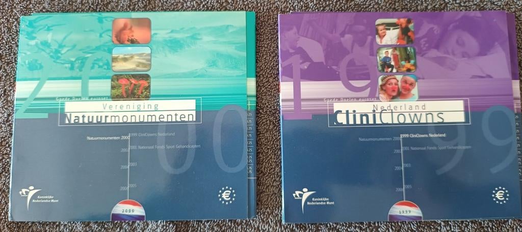 Goede Doelen eurosets CliniClowns en Natuurmonumenten, Postzegels en Munten, Munten | Nederland, Ophalen of Verzenden, Koningin Beatrix