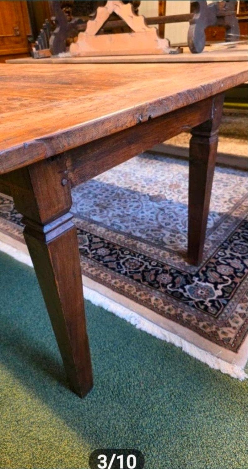 Antieke Franse boeren eettafel 220 cm, Ophalen, Gebruikt, Rechthoekig, Metaal