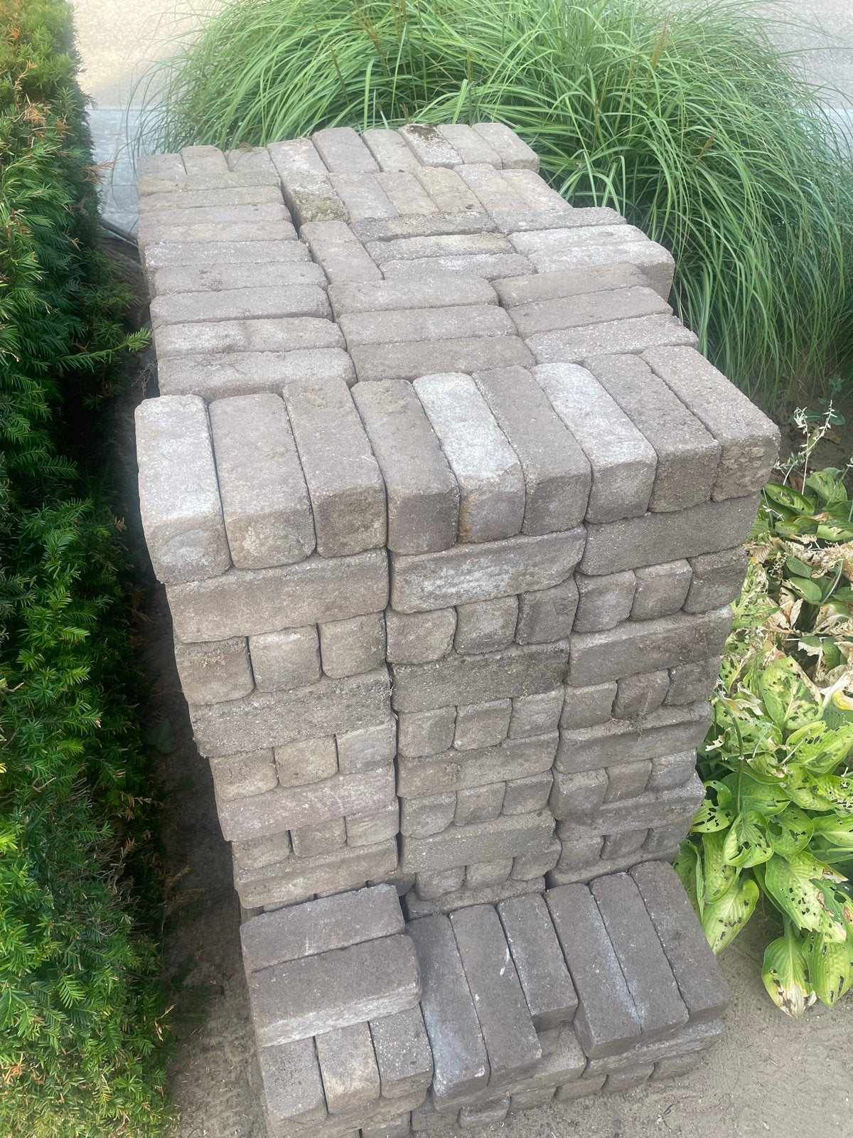 Beton klinkers 21x7x8 - 14 m² + passtukken, Ophalen, Gebruikt, Klinkers, 10 m² of meer