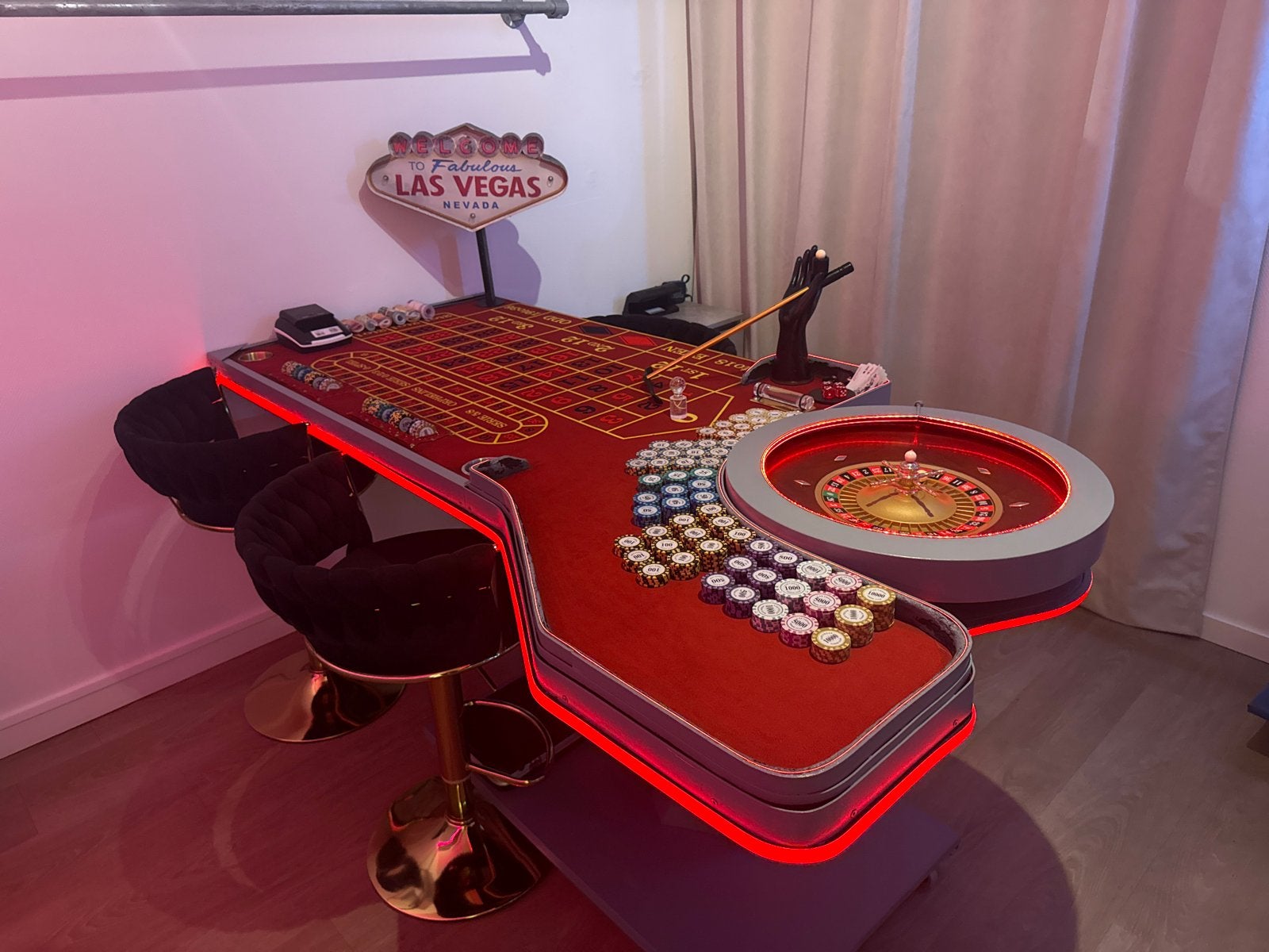 Luxe Roulettetafel met LED-verlichting en kluis, Ophalen, Zo goed als nieuw