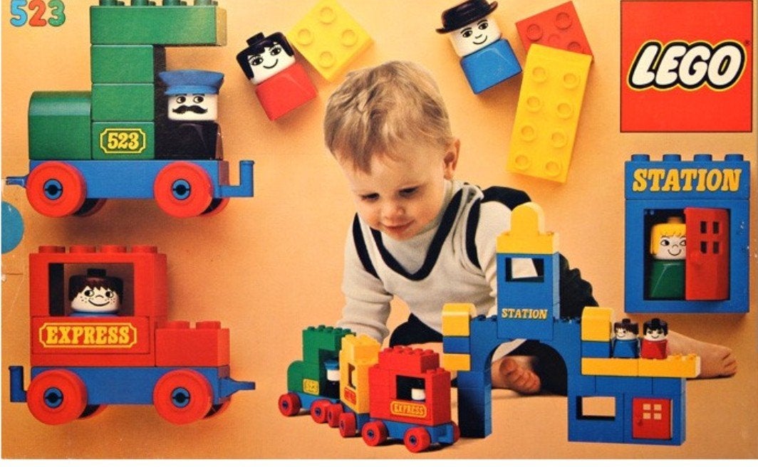 Vintage Lego Duplo Trein&Station Set 523 uit '77, Ophalen of Verzenden, Gebruikt, Duplo