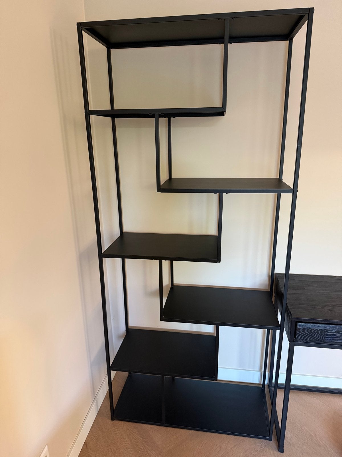 Zwart metalen open vakkenkast / boekenkast, Huis en Inrichting, Kasten | Boekenkasten, Ophalen, Met plank(en), 200 cm of meer