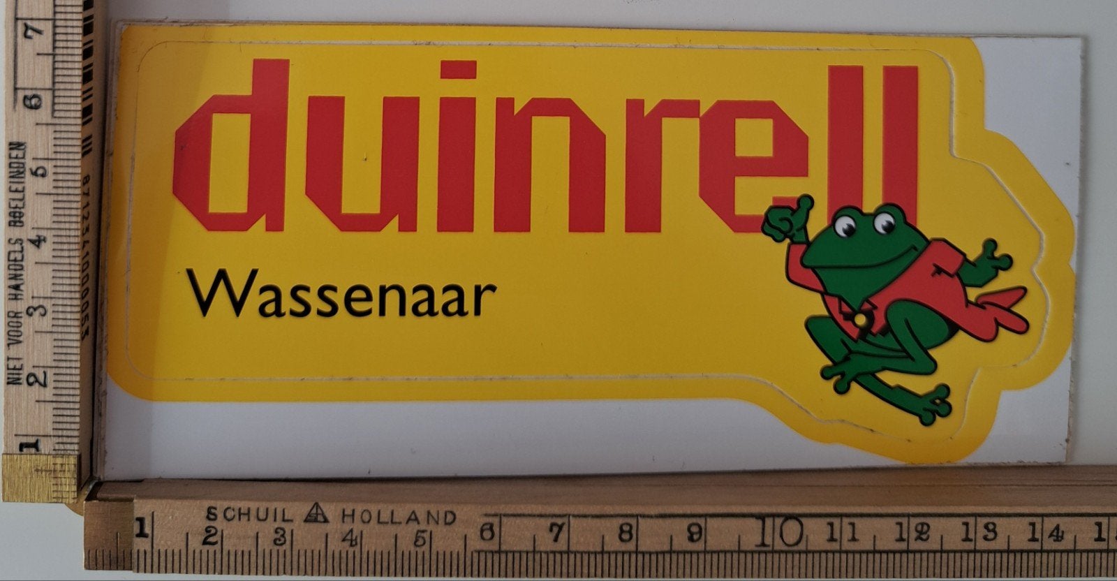 Vintage sticker Duinrell Wassenaar kikker pretpark, Ophalen of Verzenden, Zo goed als nieuw, Bedrijf of Vereniging