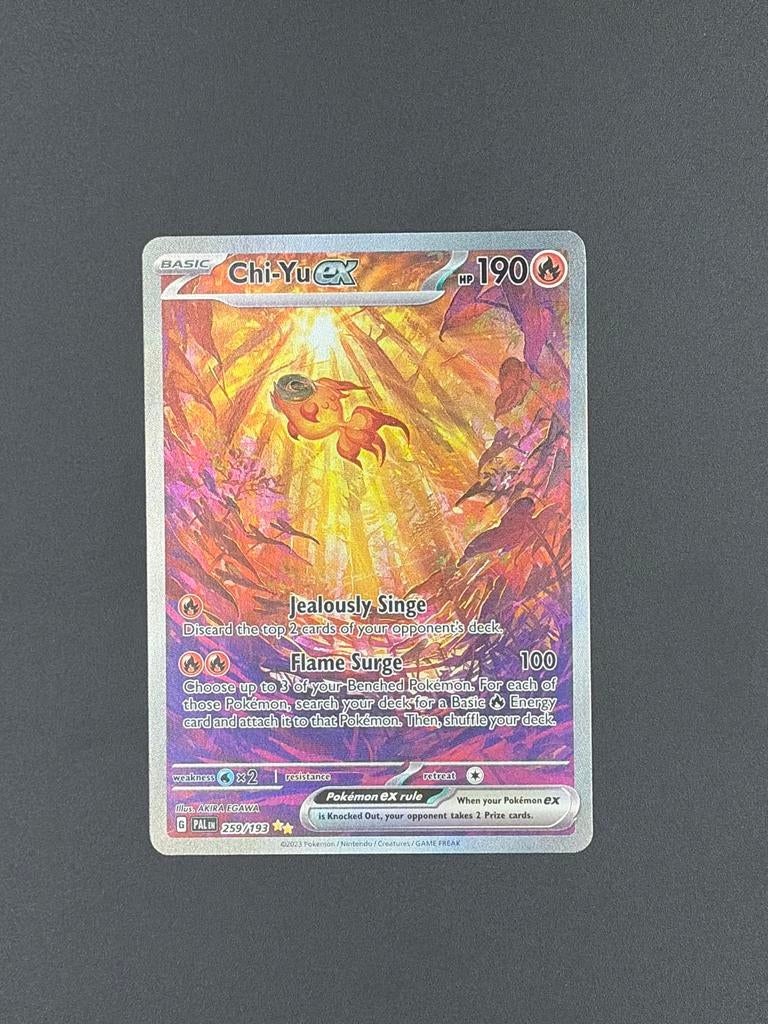 Pokémon Chi-Yu EX 259/193 Full Art Scarlet & Violet, Ophalen of Verzenden, Nieuw, Losse kaart, Foil