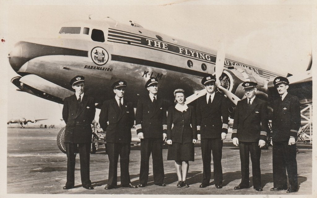Schiphol  Crew Douglas DC4, Verzamelen, Ophalen of Verzenden, 1940 tot 1960, Ongelopen, Noord-Holland