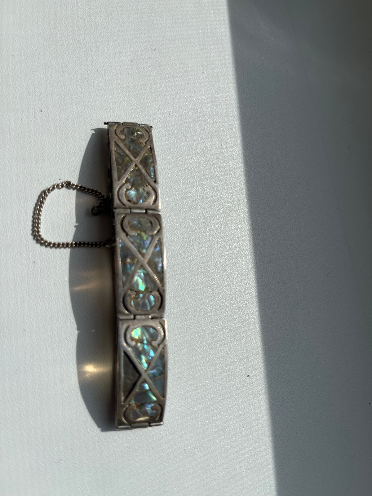 Vintage Taxco Mexico 925 Zilveren Armband met Abalone, Ophalen of Verzenden, Zilver