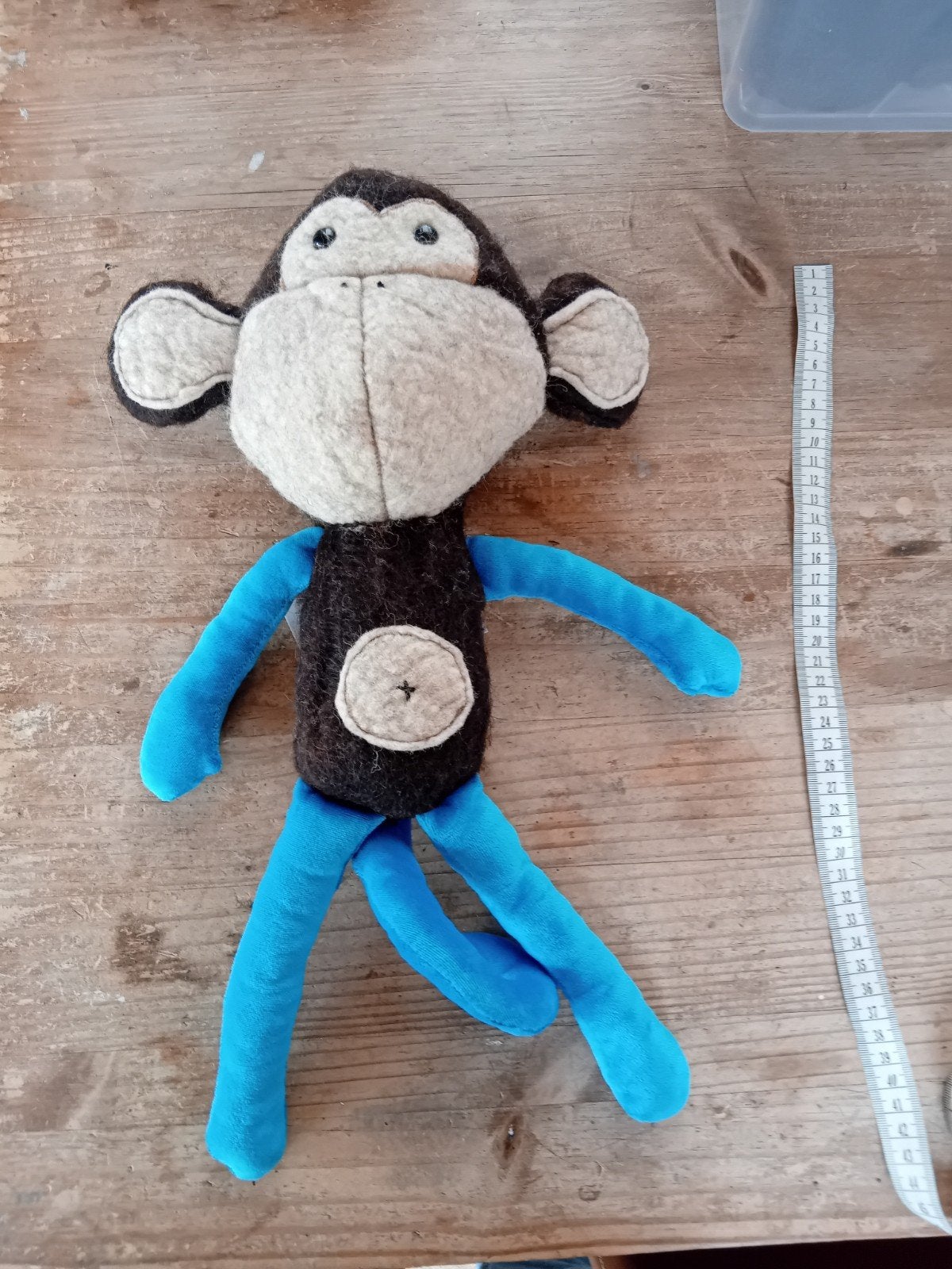 Handgemaakte Aap Knuffel van Wol en Zachte Stof - 40 cm, Ophalen