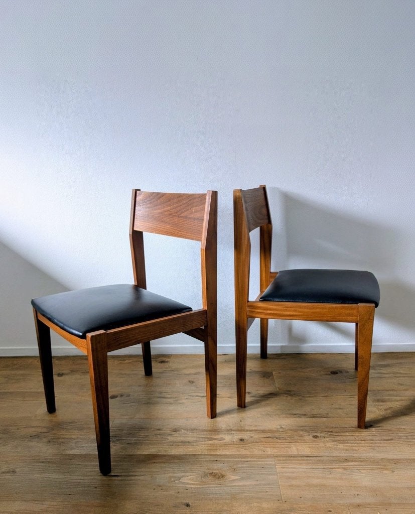 Vintage Deens Mid Century teak eetkamerstoelen set, Ophalen, Twee, Bruin, Zo goed als nieuw