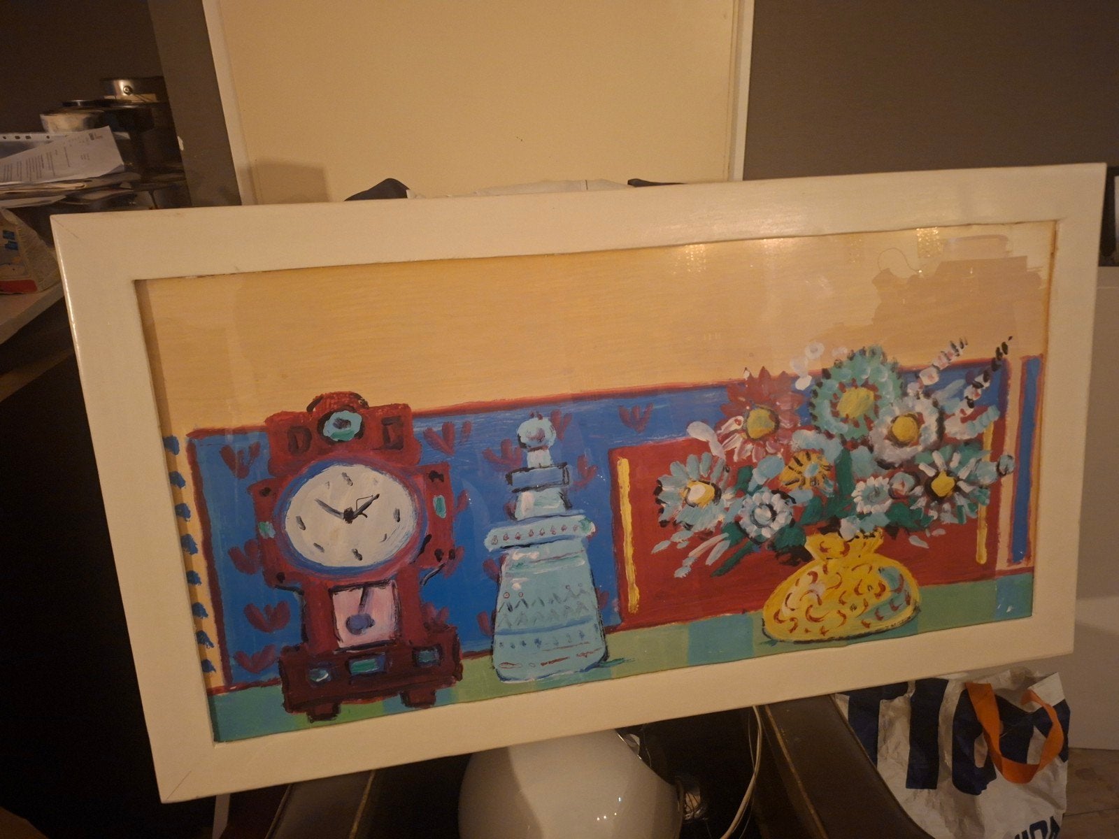 mooie kleurrijke print in witte lijst, Ophangklaar, Overig onderwerp, Kunststof, Ophalen of Verzenden