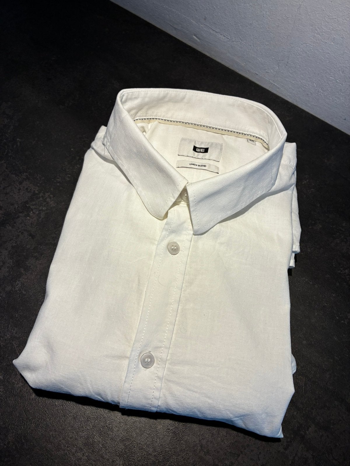 Overhemd, linnen blend wit lange mouw, Kleding | Heren, Overhemden, Ophalen of Verzenden, Zo goed als nieuw, Wit