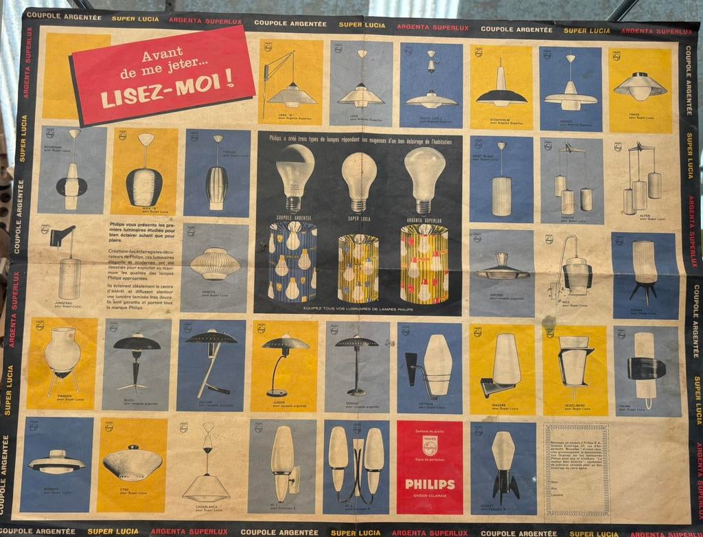 Vintage Philips reclame poster, Ophalen, Gebruikt, Reclamebord