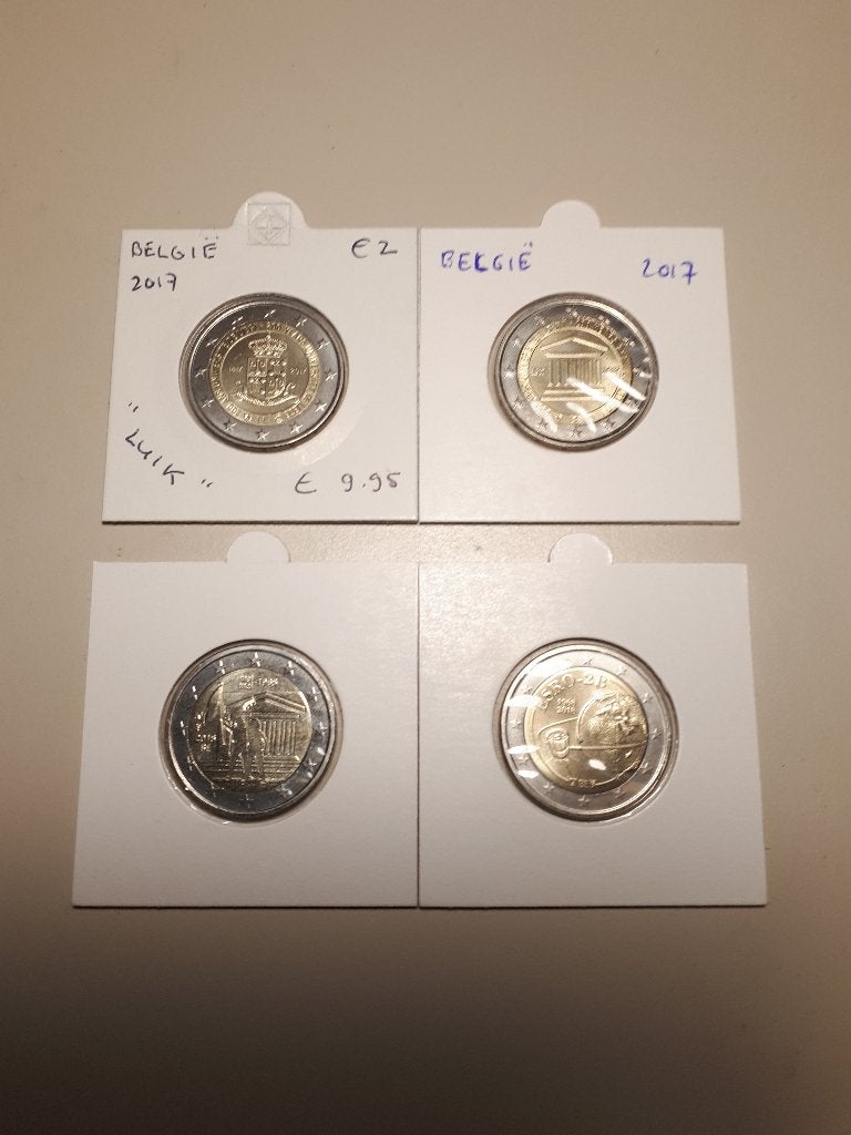België 2017-2018: 4x speciale 2 Euro (UNC, munthouder), Verzenden, België, 2 euro
