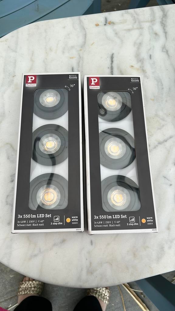 LED set 2x Paulmann black matt, Metaal of Aluminium, Nieuw, Ophalen of Verzenden, Led