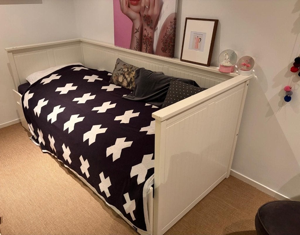 Ikea Hemnes bed bank wit met lades, Ophalen, Gebruikt, 90 cm, Wit