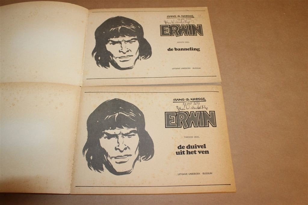 Erwin — Kresse, De Banneling en De Duivel uit het Ven, Eén stripboek, Ophalen of Verzenden, Gelezen