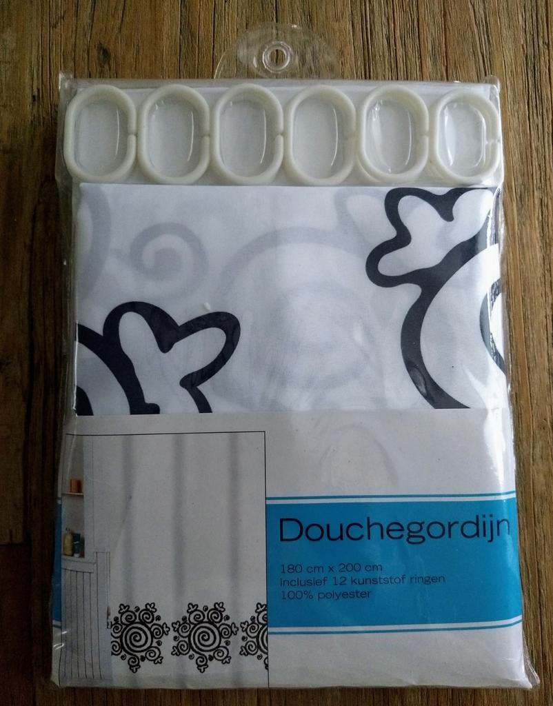 Douchegordijn 180 x 200cm inclusief 12 ringen, Ophalen of Verzenden, Nieuw, Overige typen