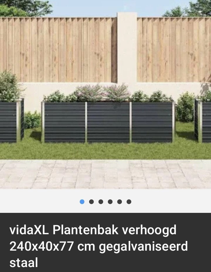 Verhoogde Plantenbak 240x40x77 cm Gegalvaniseerd Staal, Tuin en Terras, Ophalen, 100 cm of meer, Nieuw, Balkon