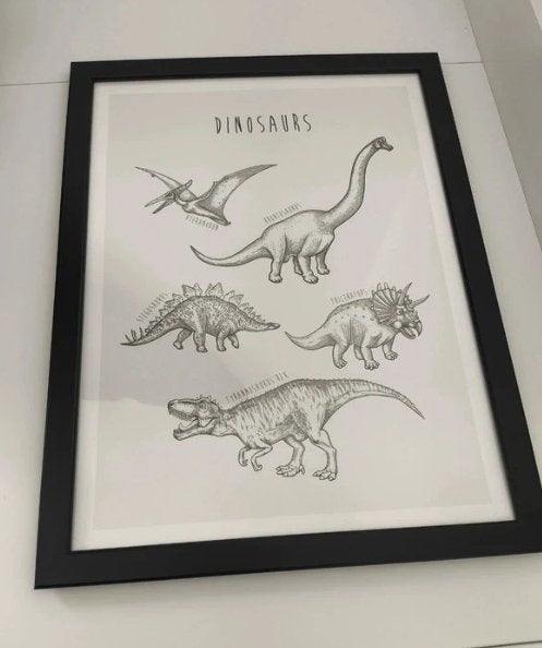 Dinosaurussen poster Desenio Exclusief lijst, Minder dan 50 cm, Ophalen of Verzenden, Zo goed als nieuw, Foto of Poster
