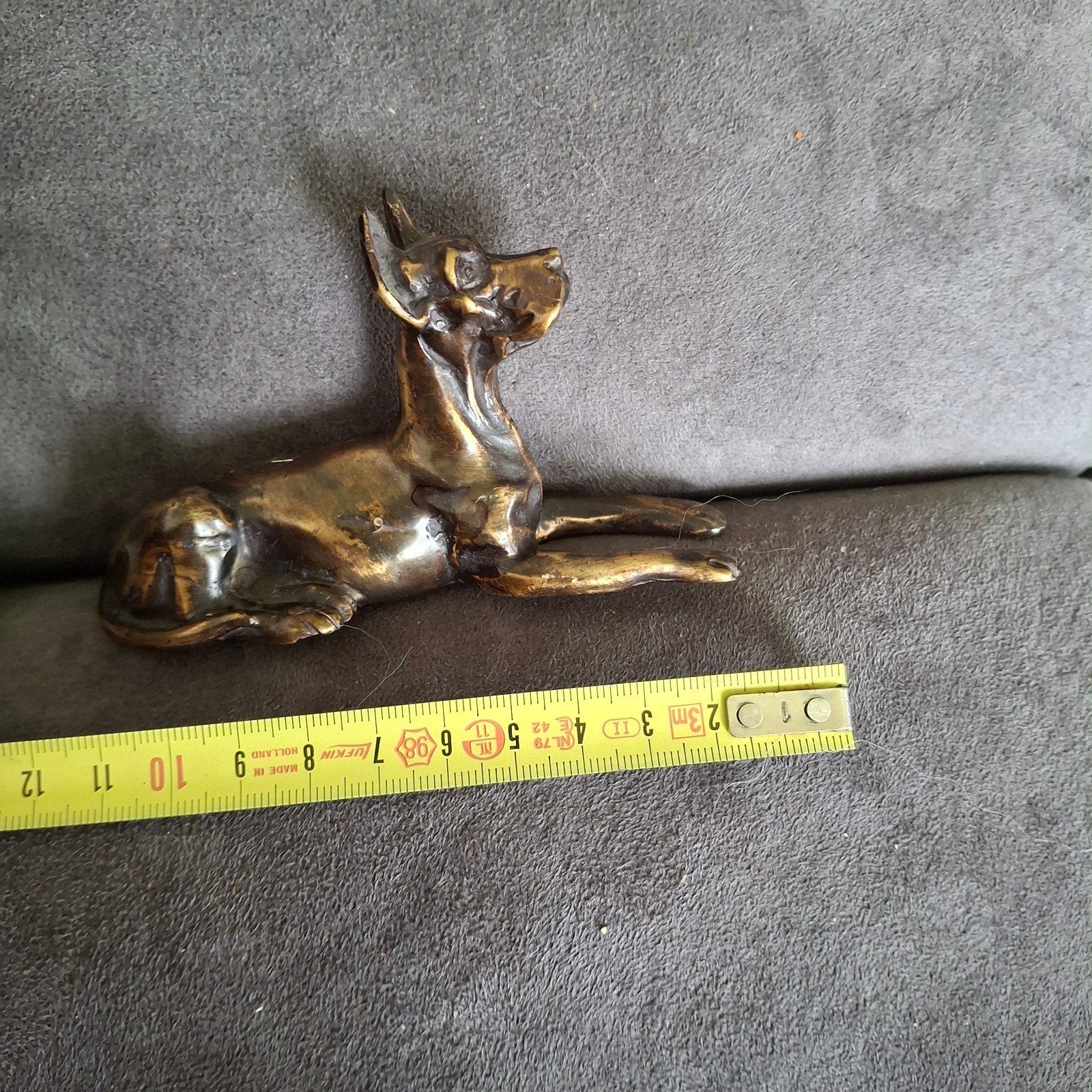 Vintage bronzen beeldje , Duitse Dog door Marius Verhag, Ophalen of Verzenden