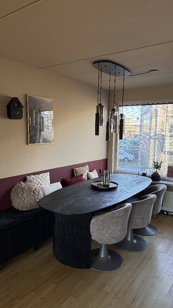 Zwarte eettafel deens ovaal 240 cm, Huis en Inrichting, Ophalen, Deens ovaal, tijdloos, minimalistisch, wam, natuurlijk, 200 cm of meer