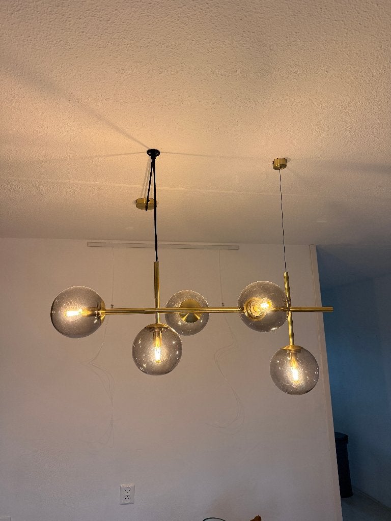 Twee hanglampen – merk: Dyberg Larsen - zo goed als nieuw, Ophalen, Zo goed als nieuw, Glas, E14 (klein)