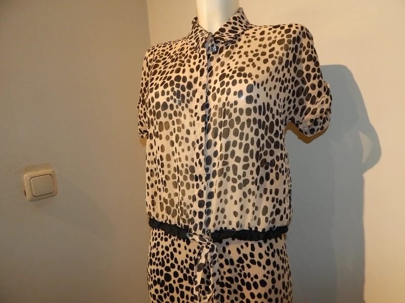 Marccain aparte mooie jurk in print blouse lijfje N3/M, Maat 38/40 (M), Zo goed als nieuw, Marccain, Onder de knie