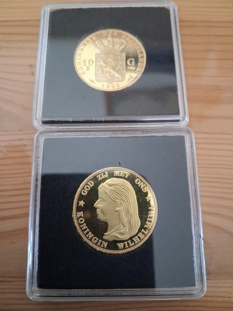 Herslag van de10 Gulden 1892 Koningin Wilhelmina Goud, Postzegels en Munten, Munten | Nederland, Koningin Wilhelmina, Losse munt