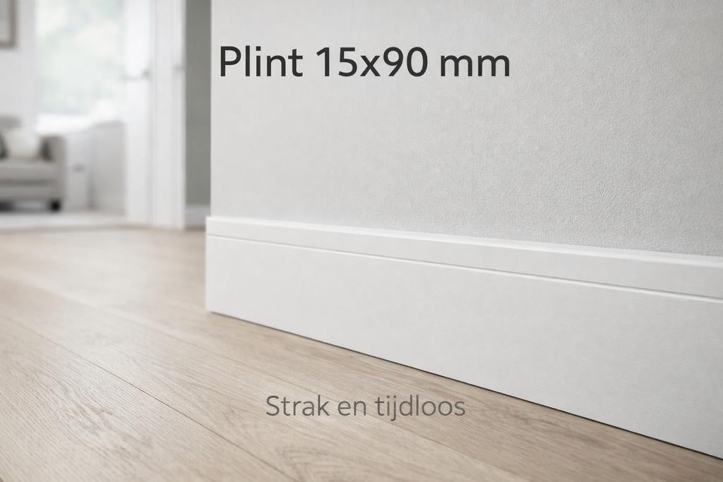 15x90mm tijdloze moderne plint 240cm lang gegr ral9010, Ophalen, ., Nieuw, 200 tot 250 cm