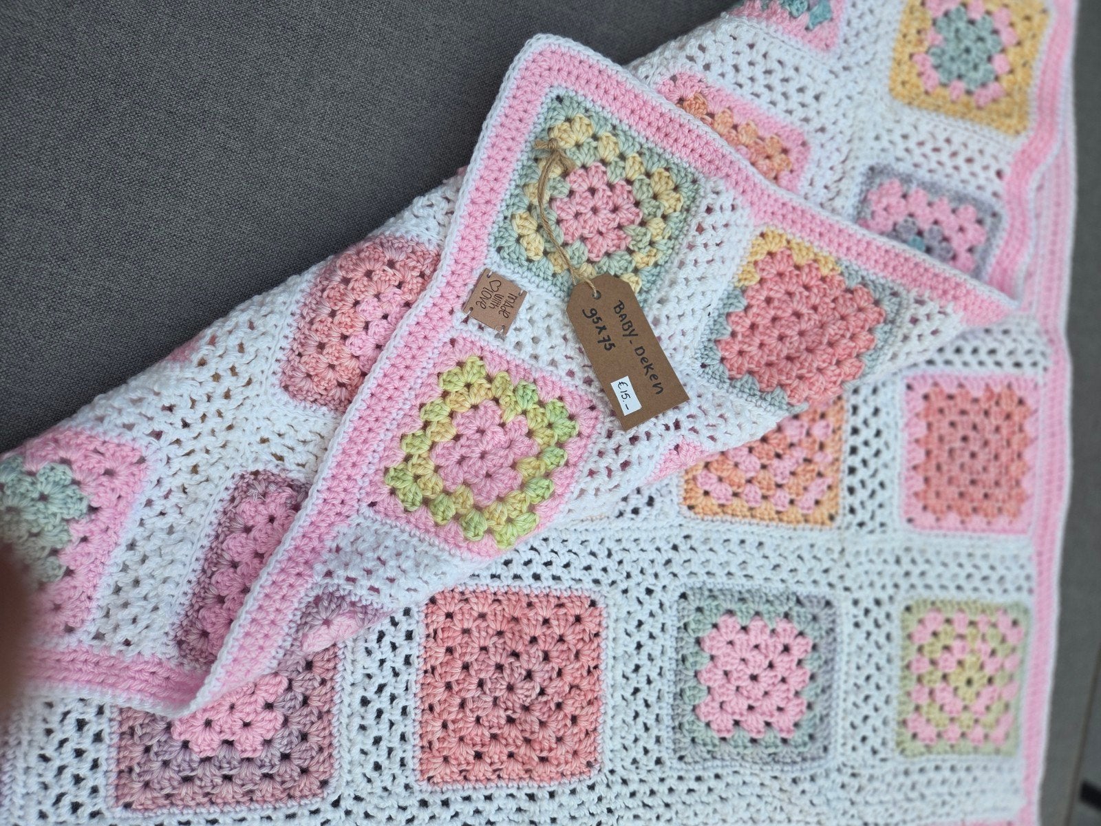 gehaakte babydeken, Ophalen of Verzenden, Nieuw, 95 cm, Deken
