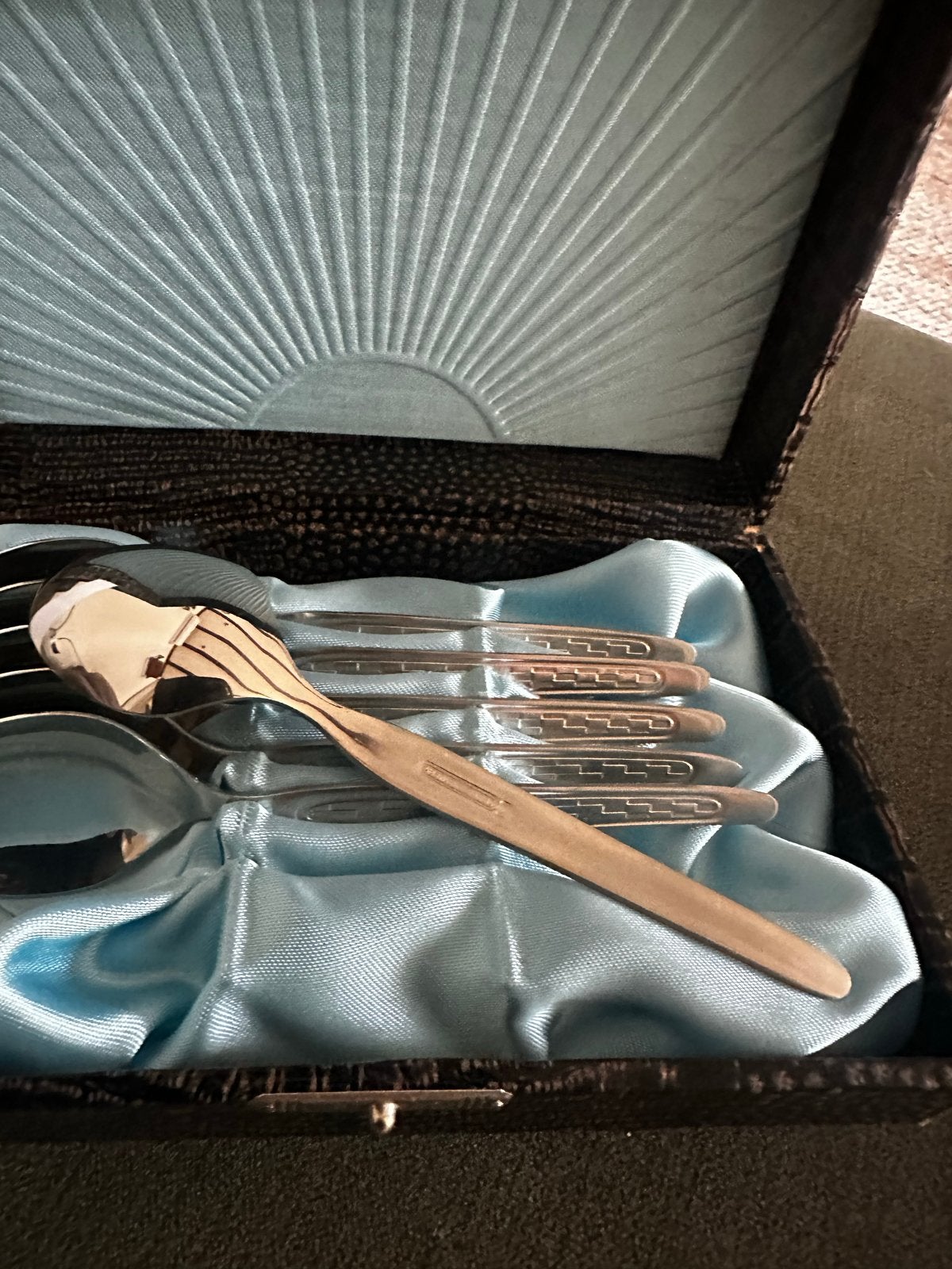 Set van 6 verzilverde lepels in luxe doos, Ophalen of Verzenden