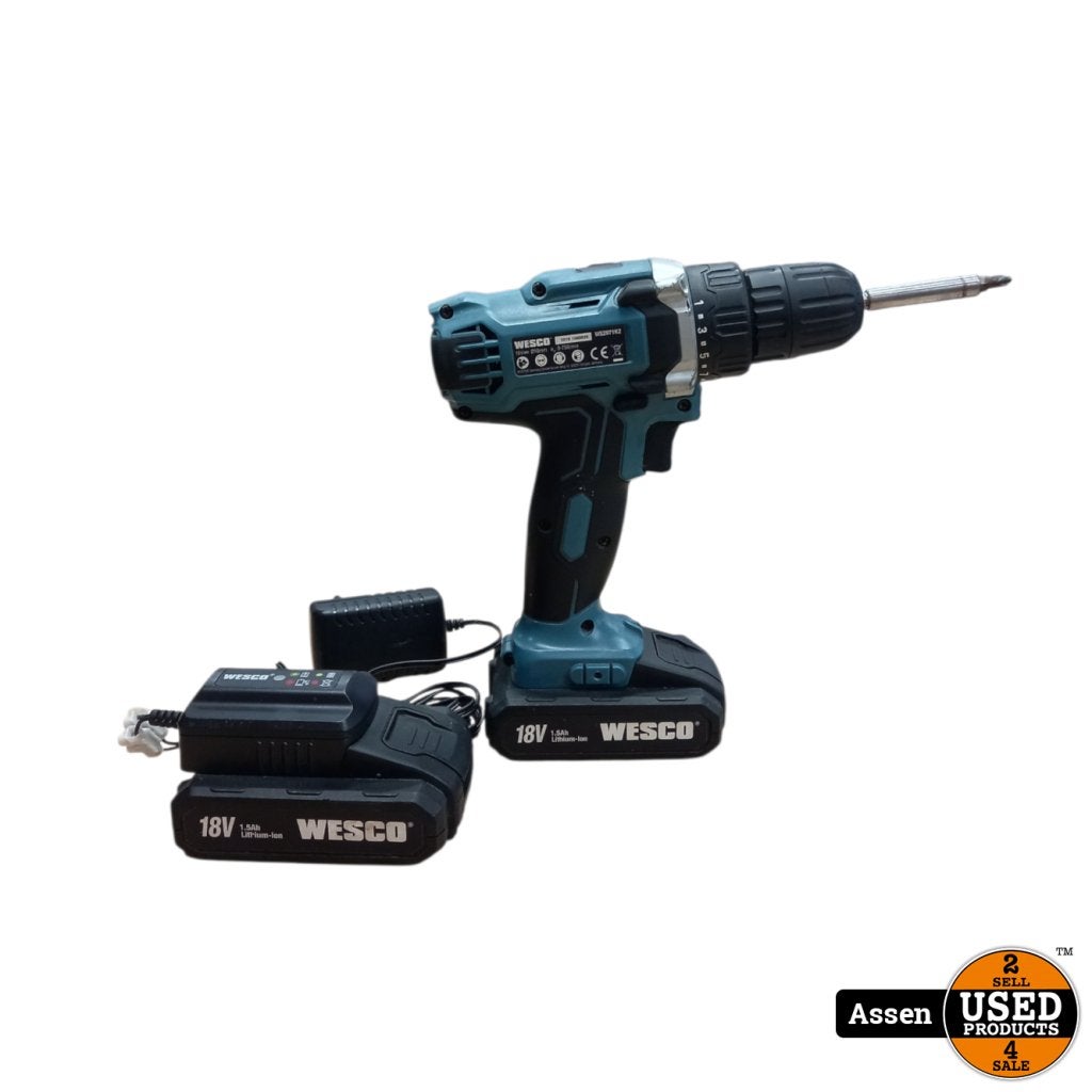 Wesco WS2971K2 Incl. 2 Accu's & Lader | Gebruikte Staat, Doe-het-zelf en Verbouw, Gereedschap | Boormachines, Wesco, Zo goed als nieuw