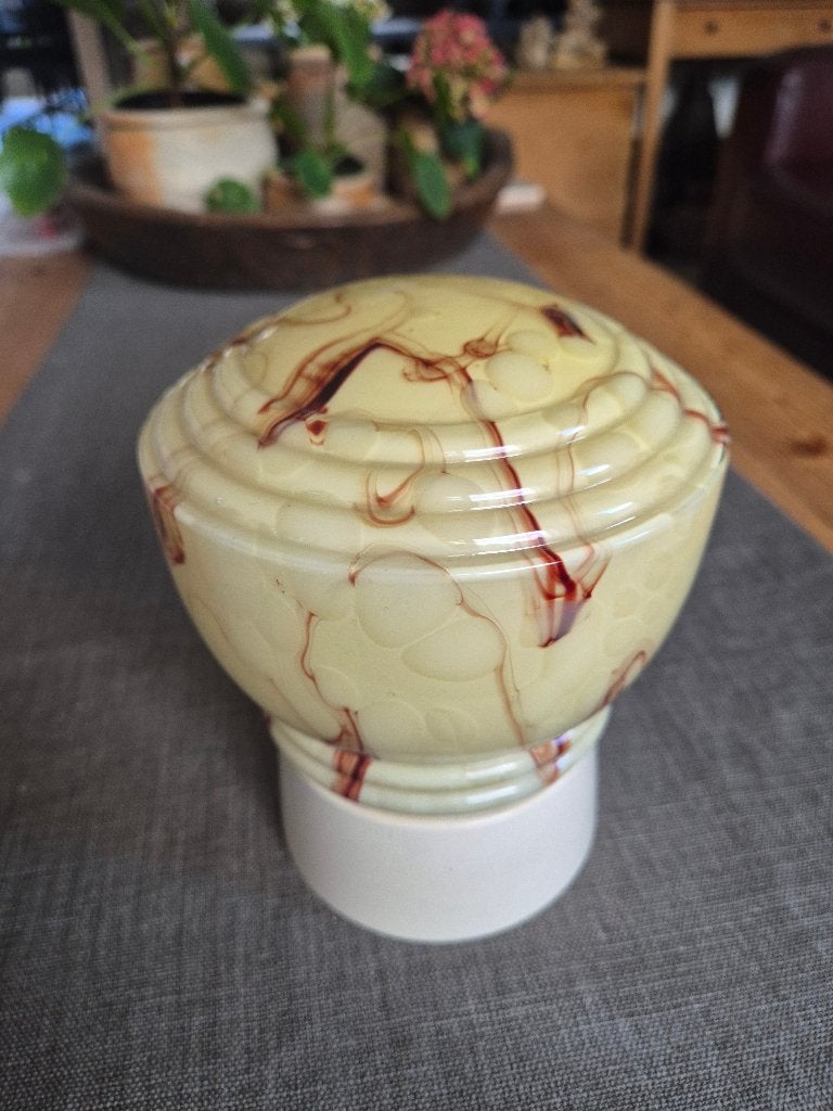 Vintage plafondlampje met gemarmerd glas, Antiek en Kunst, Ophalen of Verzenden