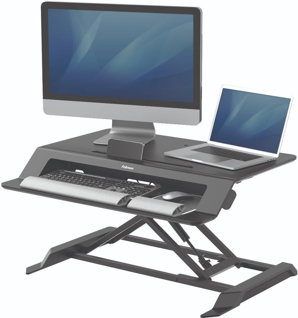 Zit / sta bureau  monitor standaard  Fellowes Lotus LT Zwart, Huis en Inrichting, Bureaus, Ophalen, 80 cm, In hoogte verstelbaar