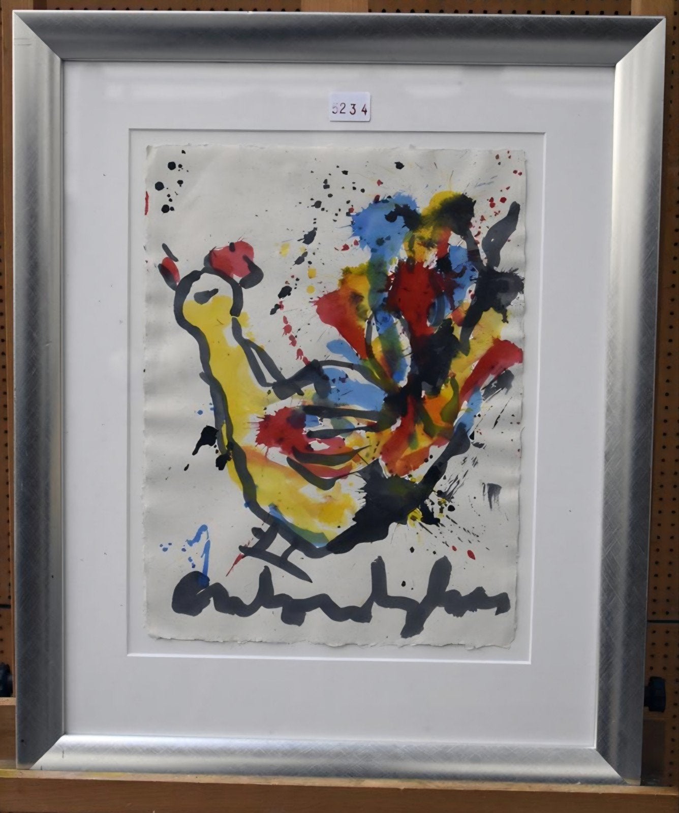 Anton Heyboer schilderij van een haan, Aquarel, Papier/karton, Ophalen of Verzenden, Dieren