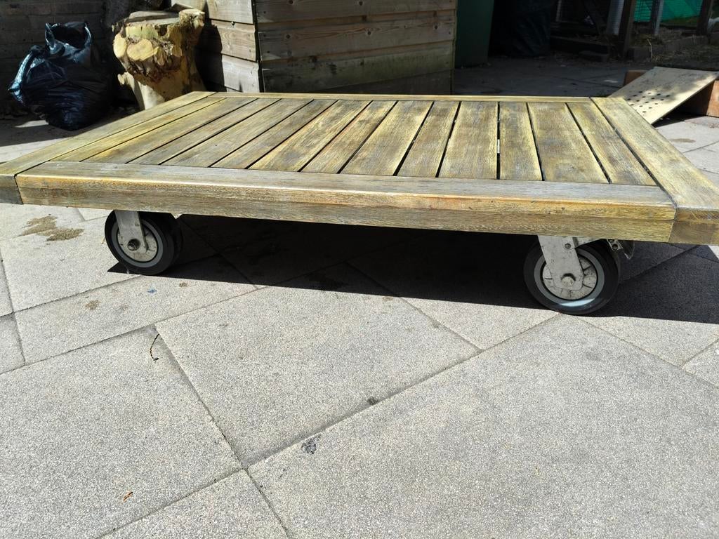 Lounge tuintafel met wielen - 80x120x25cm, Tuin en Terras, Tuintafels, Ophalen