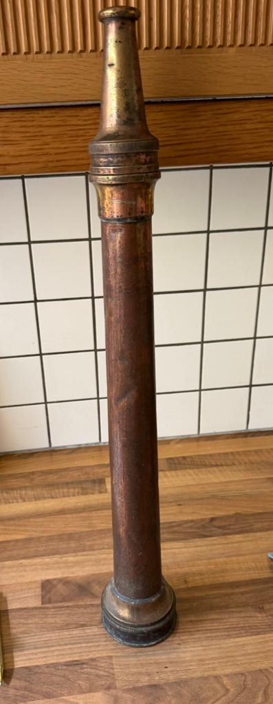 Antieke Koperen Messing Brandweerspuit - 75 cm, Ophalen of Verzenden, Koper