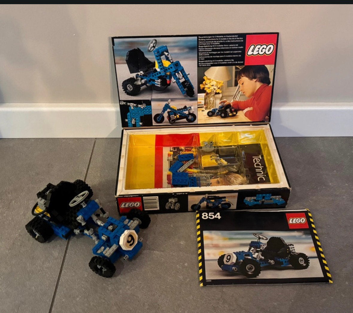 LEGO Technic 854 – Go-Kart(1978) met doos–vintage klassieker, Ophalen of Verzenden, Gebruikt, Complete set, Lego