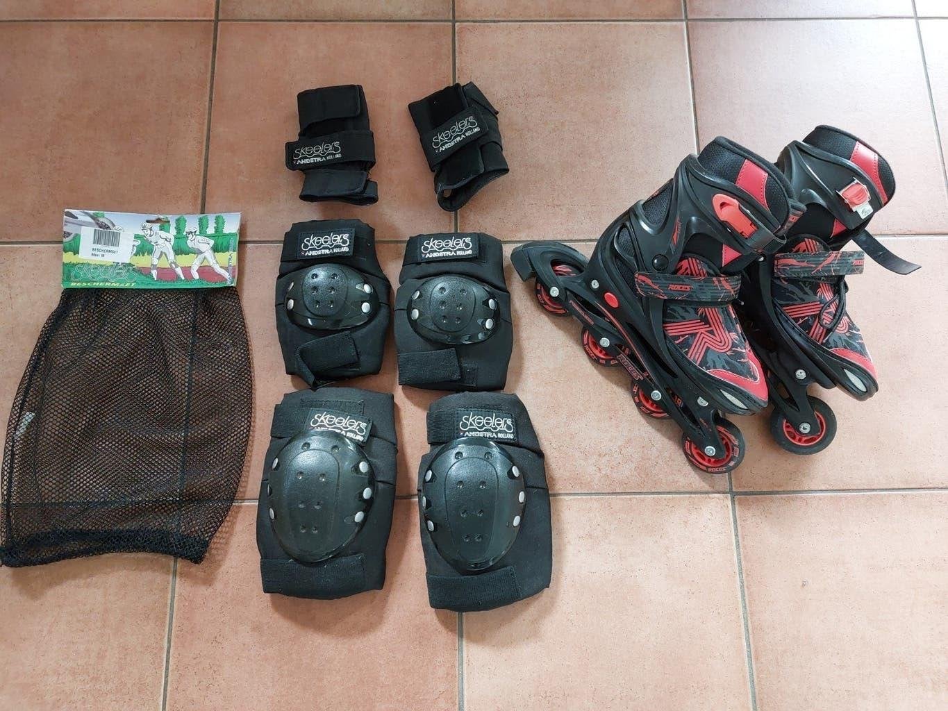 skeelers + bescheming, Roces, Ophalen of Verzenden, Inline skates 4 wielen, Verstelbaar