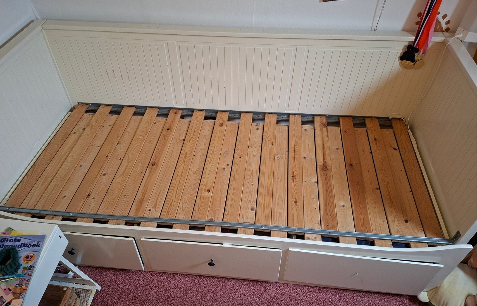 Ikea Hemnes bedbank met 3 lades, Ophalen, Gebruikt, Wit, 80 cm